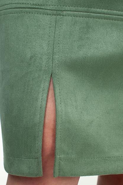 Юбка эко-замша  116/01/Оливковый  фото 3