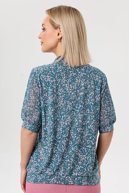 Блузка женская 7015-22/03/Зеленый, розовый фото 3