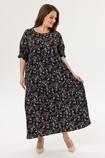 Платье штапель 5872/83/Черный, белый фото 3