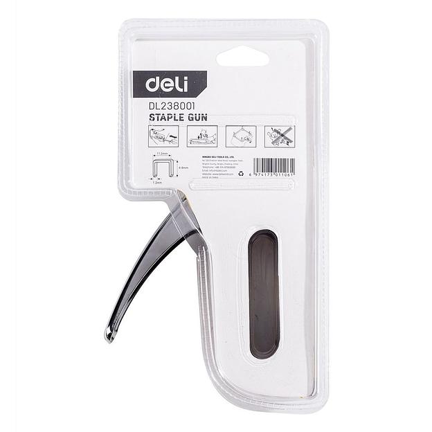 Степлеры, пистолеты, заклепочники Deli Мебельный степлер Deli DL238001 Для скоб 4-8мм D-типа. Полностью стальная конструкция фото 2