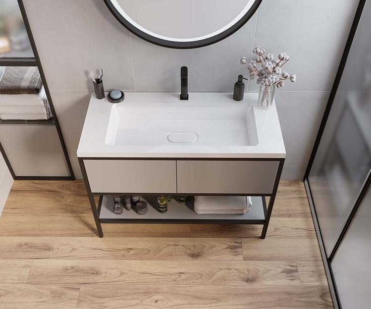 Раковина для ванной полувстраиваемая Uperwood Modul 100 см, белая глянцевая фото 4