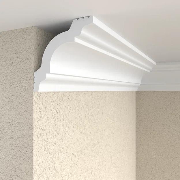 Плинтус потолочный Format 09005E (45), белый ОПТ фото 3