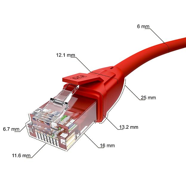 GCR Патч-корд прямой 5.0m UTP кат.6, красный, 24 AWG, литой, ethernet high speed, RJ45, T568B Greenconnect RJ45(m) - RJ45(m) Cat. 6 U/UTP PVC 5м (GCR-52531) фото 3