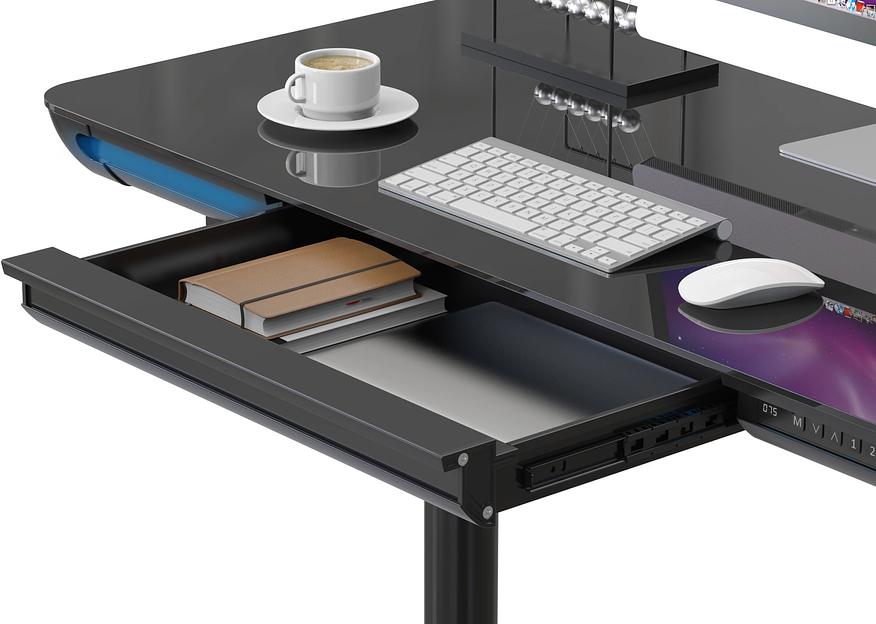 Стол для компьютера Cactus CS-EGD-BK-LED столешница закаленное стекло черный каркас черный фото 5