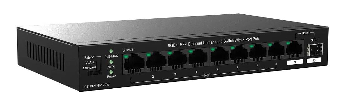 Коммутатор 8PORT 9GE+1SFP POE G1110PF-8-120W IP-COM фото 2