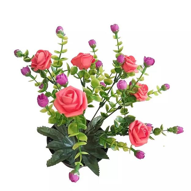 Цветы в горшке 6 малых латексных роз с зеленью фото 2