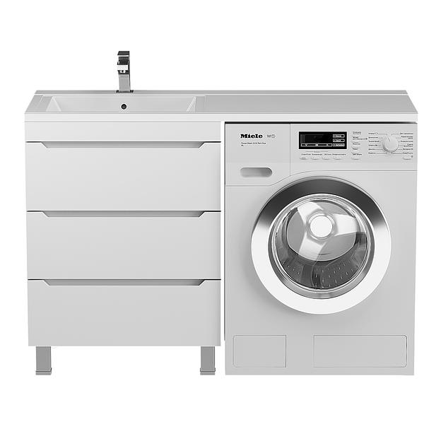 Тумба под стиральную машину Uperwood Tanos 60 см, напольная, белая, 3 ящика фото 1