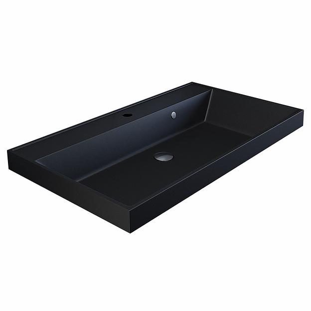 Раковина кварцевая для ванной комнаты Uperwood Classic Quartz 80 см, черная матовая, космос фото 6