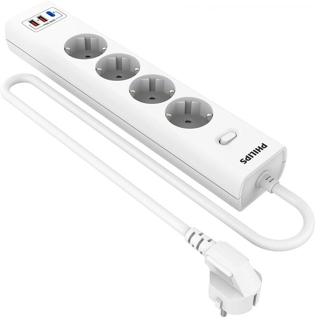 Сетевой фильтр Philips CHP4346WA/51 2м (4 розетки) белый (коробка) фото 1