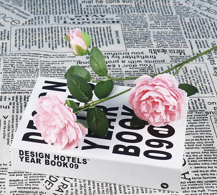 Искусственные цветы Букет роз, 2 головы+1 бутон, 65 см, шелк, опт фото 1