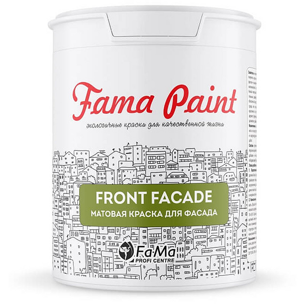 Акриловая фасадная матовая краска Fama «Paint front facade» 0,9 л ОПТ фото 2