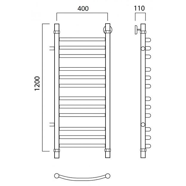 Полотенцесушитель водяной Роснерж Дуга L104011 120x40 с боковым подключением 700 групповой фото 2