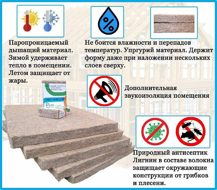 Конопляный Утеплитель «Эко Локалит» П22 горизонт фото 6
