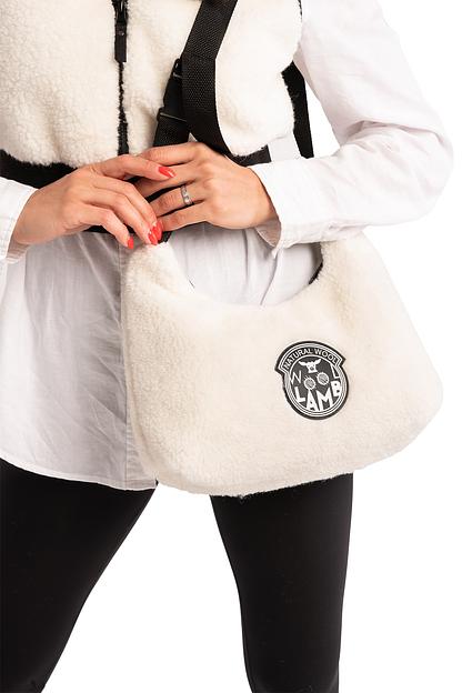 Меховая сумка на молнии из овечьей шерсти, ваниль опт фото 1