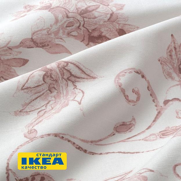 Пододеяльник евро, 2 наволочки БЛОМА (ИКЕА КЮССБЛОММА) 200x200/50x70, цветочный орнамент/в полоску, бязь KL-10534926 фото 4