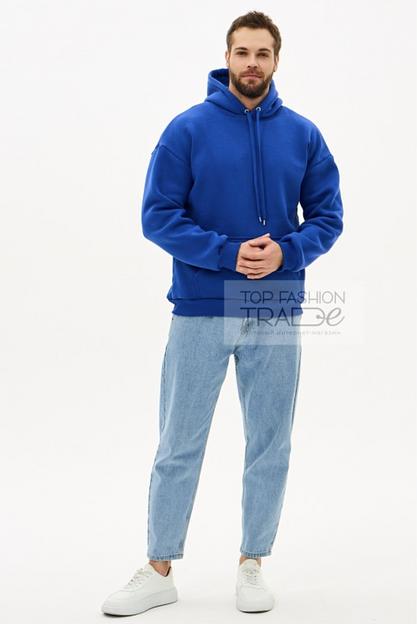 Худи мужское с начёсом оверсайз с капюшоном синий «василёк» HUD03-7 фото 1