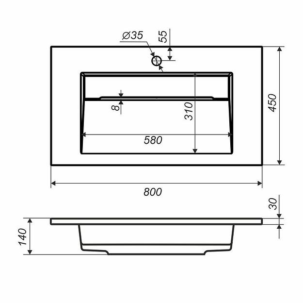 Тумба с раковиной для ванной Uperwood Barsa-Next 80 см, подвесная, черная/дуб сонома фото 6