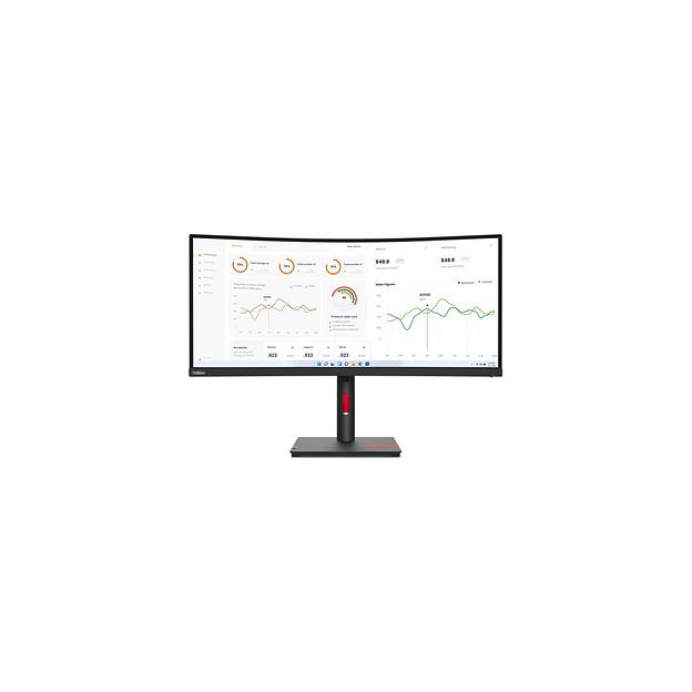34" Монитор Lenovo ThinkVision T34w-30, 3440x1440, VA, 1хHDMI, 1хDP, изогнутый, черный и черный/красный [63d4gat1uk] фото 1