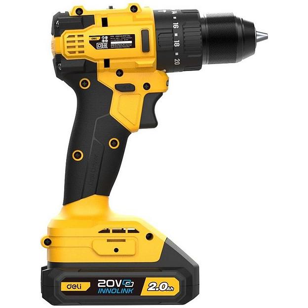 Дрель-шуруповерт аккумуляторная ударная Deli DC150 (2 АКБ*2Ач+ЗУ, 20В, 50Нм, сумка) фото 3