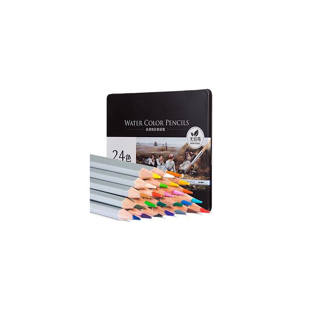 Карандаши Deli Nuevo 6521 6521, липа, 24 цв., коробка металлическая фото 1