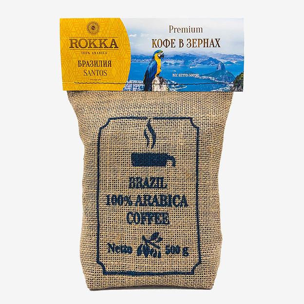 Кофе в зёрнах ROKKA «Бразилия Сантос» 500 г ОПТ фото 1