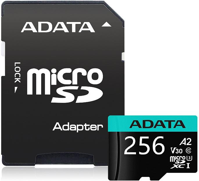 Флеш карта microSDHC 256Gb Class10 A-Data AUSDX256GUI3V30SA2-RA1 + adapter фото 2