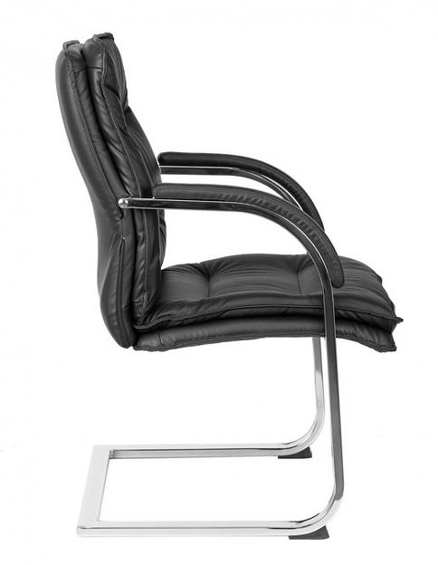 Кресло Бюрократ T-9927SL-LOW-V черный кожа низк.спин. полозья металл хром фото 3