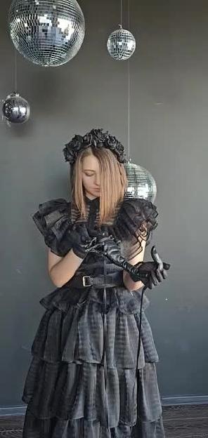 Чёрное нарядное платье «Уэнсдей» ОПТ фото 6