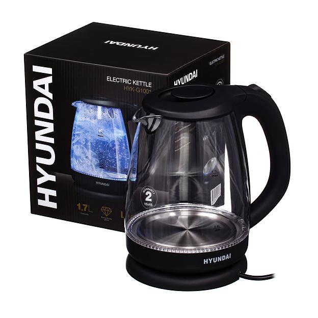 Чайник электрический Hyundai HYK-G1001 1.7л. 2200Вт черный (корпус: стекло) фото 8