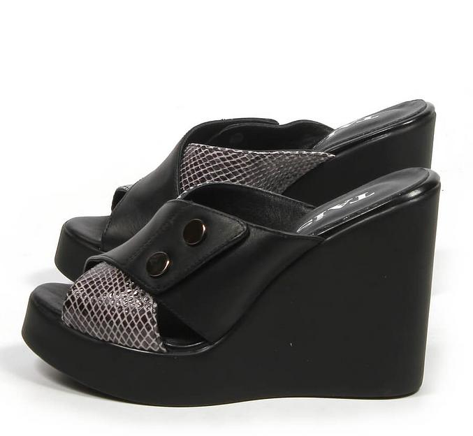 Сабо женские TAIS из натуральной кожи на танкетке, арт.2023-34 чёрный ОПТ фото 4