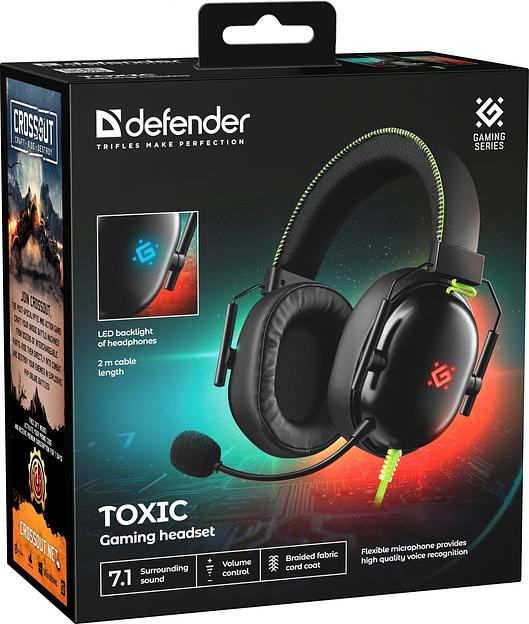 Гарнитура игровая DEFENDER (64552) Toxic черный, 7.1, LED, провод 2 м фото 8