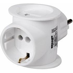 Rexant 11-1080 Тройник электрический универсальный 16 А одно гнездо с заземлением белый фото 1