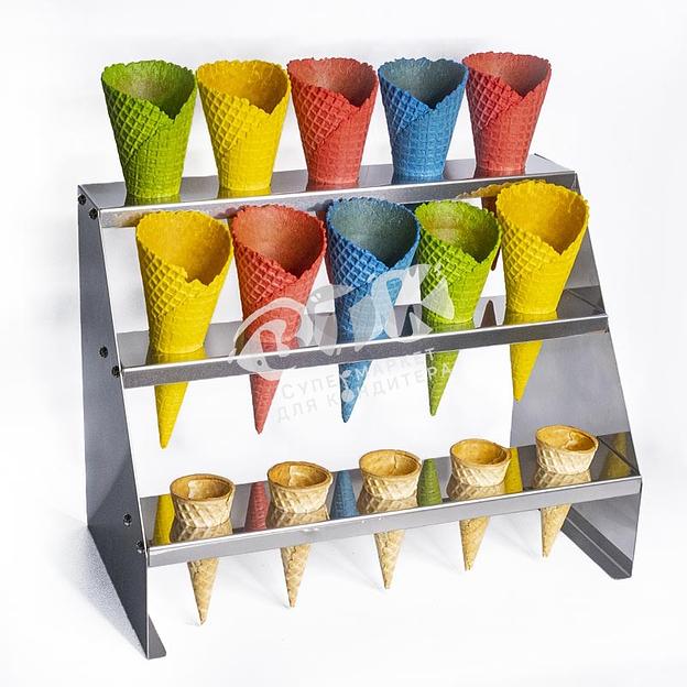 Подставка для рожков трехъярусная 15 ячеек 40 мм фото 1