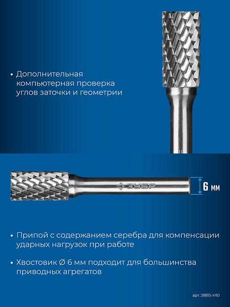 ЗУБР 10 шт набор борфрез твердосплавных, хв-к 6 мм, ПРОФЕССИОНАЛ (28815-H10) фото 8