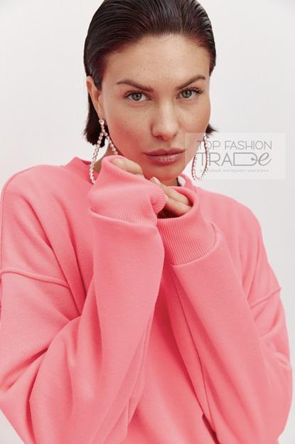 Свитшот женский трехнитка петля однотонный базовый коралловый SWT02-9 фото 3