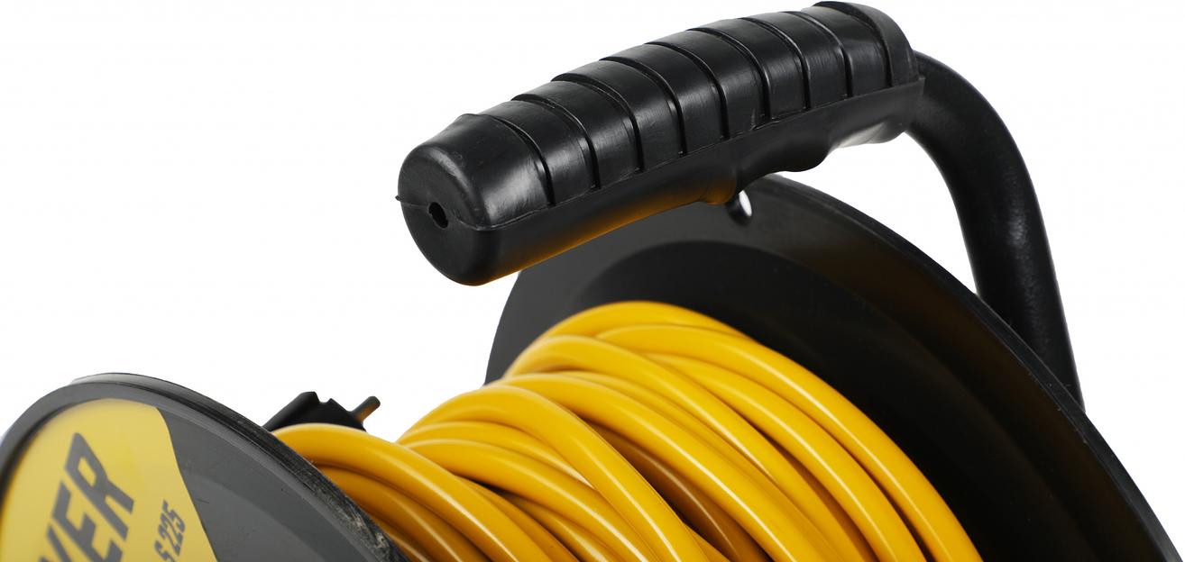 Удлинитель силовой Stayer 55070-30 2x2.5кв.мм 4розет. 30м ПВС 10A катушка желтый фото 6