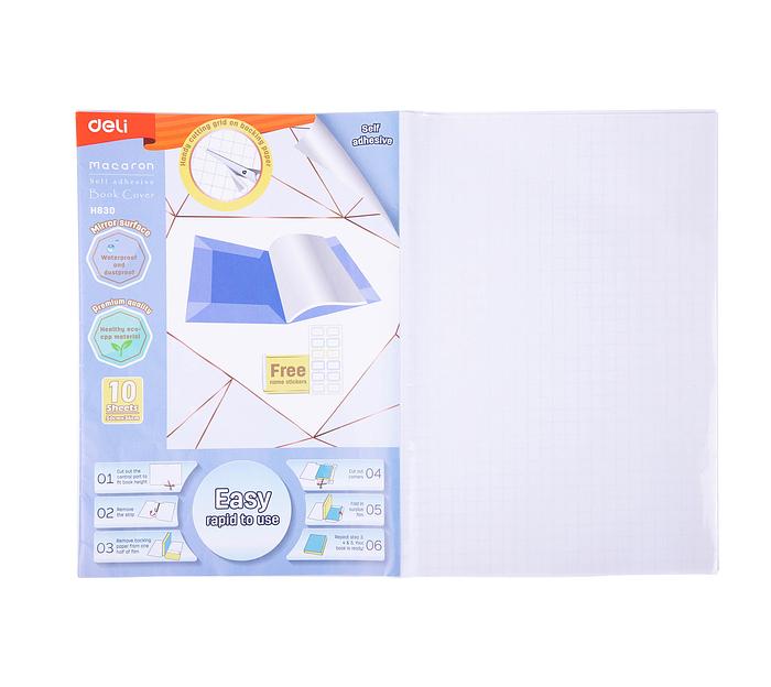 Пленка Deli EH830 Macaron для книги (набор 10шт) ПП 80мкм гладкая прозр. 360х500мм фото 1