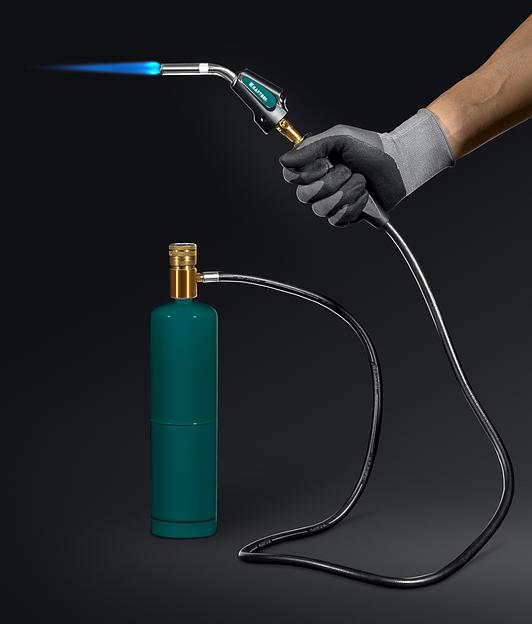 KRAFTOOL KS-8000, со шлангом 1.4м с пьезоподжигом на баллон турбо нагрев + 30% 2000°C, Газовая горелка Blue Fire (55512) фото 3