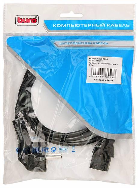 Кабель Buro AN23-1000 IEC C13 Евровилка угловой 1.8м черный фото 4