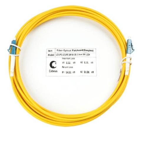Комм. шнур оптический Cabeus Tight Buffer, Simplex LC/LC, OS2 9/125, LSZH, 10м, Ø 2мм, синий хвостовик, цвет: жёлтый фото 1