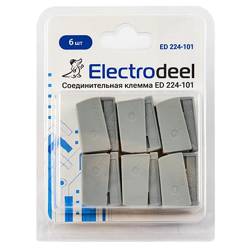Клемма соединительная 1-контактная Elеctrodeel для ламп ED 224-101-b6, сечение 0,5-2,5 мм2, 24А/380В (упаковка 6 штук) фото 3