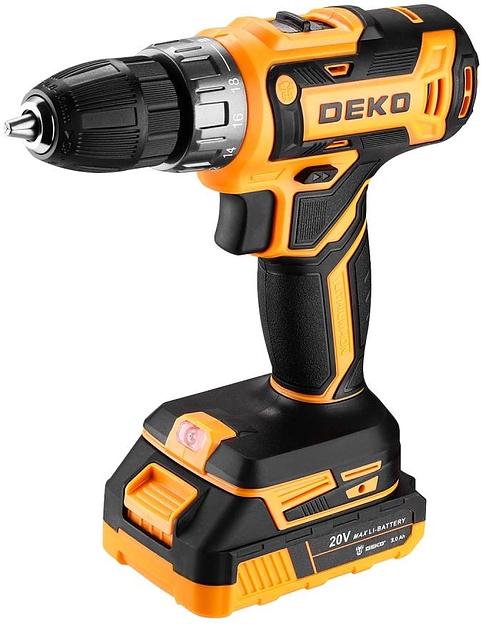 Аккумуляторная дрель-шуруповерт DEKO GCD20DU PRO в кейсе + набор 63 инструмента для дома, 20В, 2х3.0Ач [083-1039] фото 1