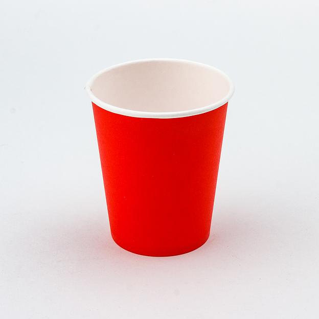 Стакан картонный 250мл 1-сл. красный "Е" d80мм - 50 шт фото 1