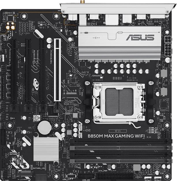 Материнская плата Asus B850M MAX GAMING WIFI SocketAM5 AMD B850 4xDDR5 mATX AC`97 8ch(7.1) GbLAN RAID+HDMI+DP фото 1