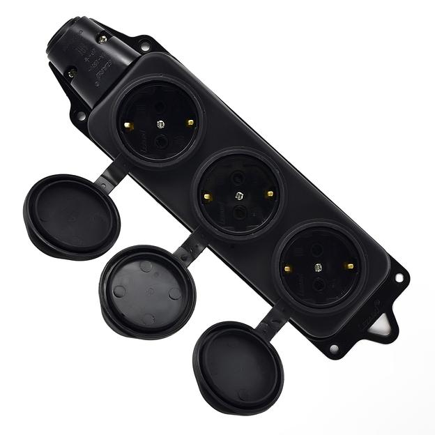 Розетка наружной установки 3х2Р+РЕ 1х16А 220v каучук фото 2