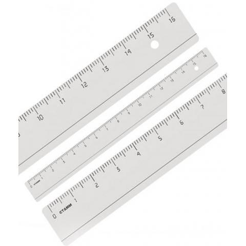 Линейка пластиковая, 16см, прозрачный, СТАММ ЛН03 фото 1