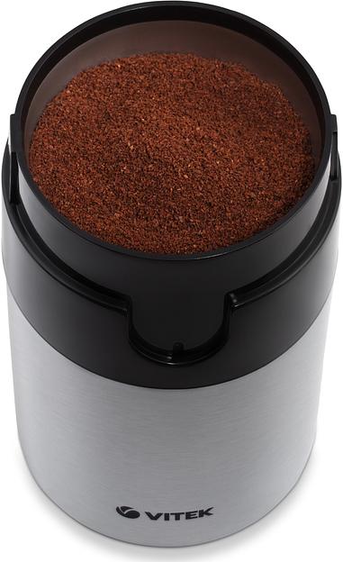 Кофемолка Vitek VT-1540 SR 120Вт сист.помол.:ротац.нож вместим.:40гр серебристый фото 4