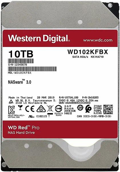 Жесткий диск HDD SATA 10000GB Western Digital Red Pro WD102KFBX, 7200rpm, 256MB cache, SATA 6Gb/s ОПТ фото 1