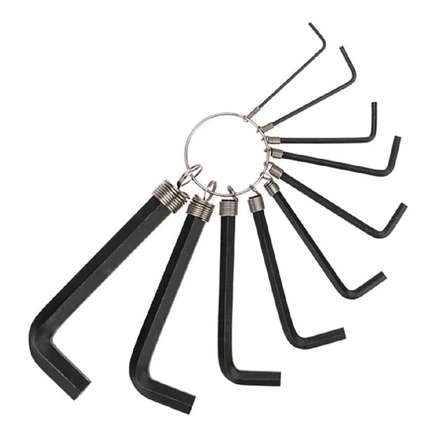 Kranz (KR-12-5201) Набор ключей имбусовых HEX 1,5-10 мм, CrV, 10 шт., оксидированные, на кольце фото 1