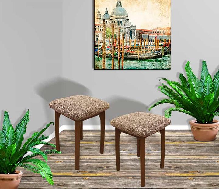 Чехол на табурет Чехлы&Пледы «Виктория» тёмная ваниль (2 шт) ОПТ фото 2